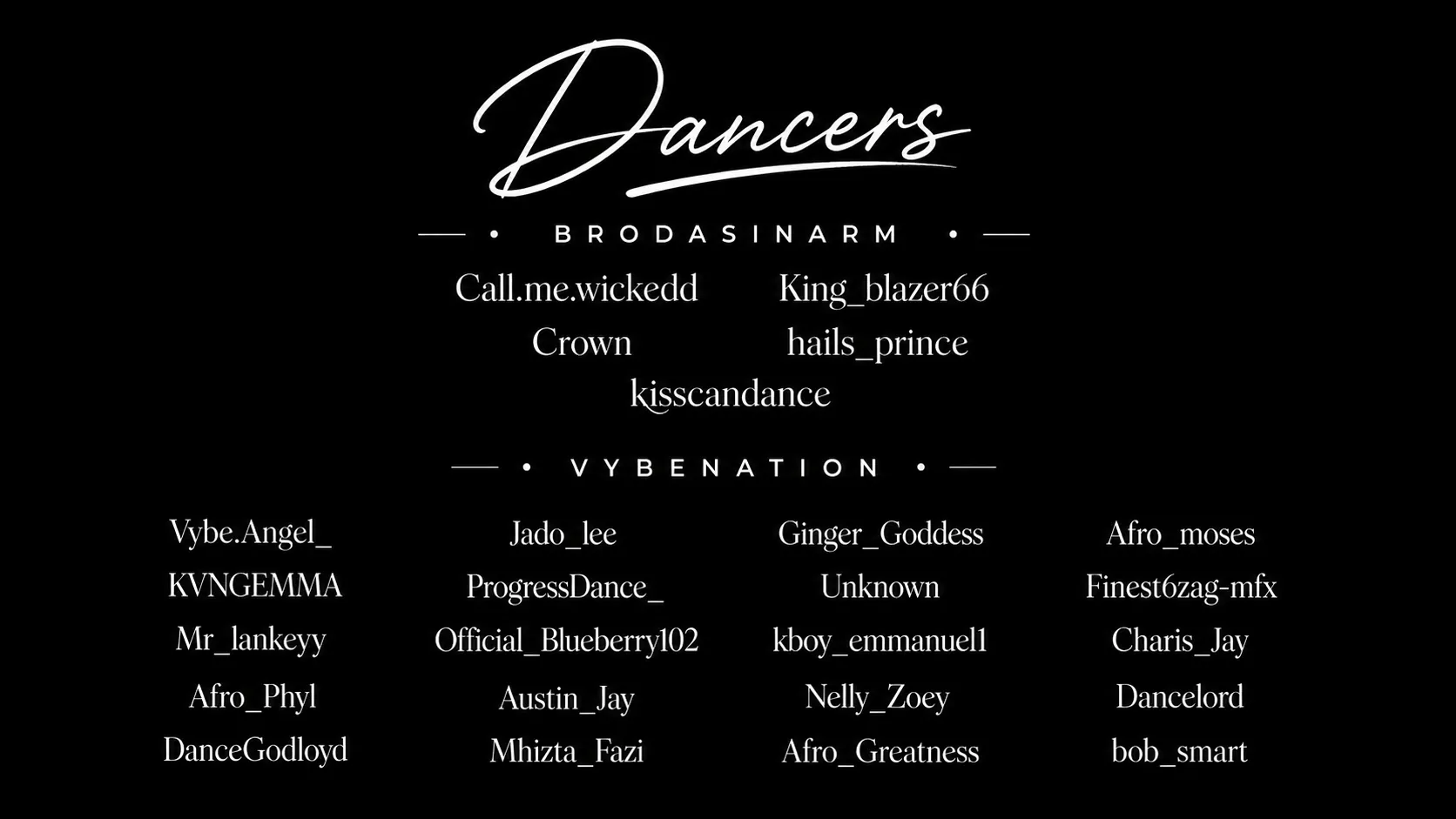 ITALAWA DANCE CHALLENGE dancers credit artwork listing Brodasinarm and Vybe Nation.