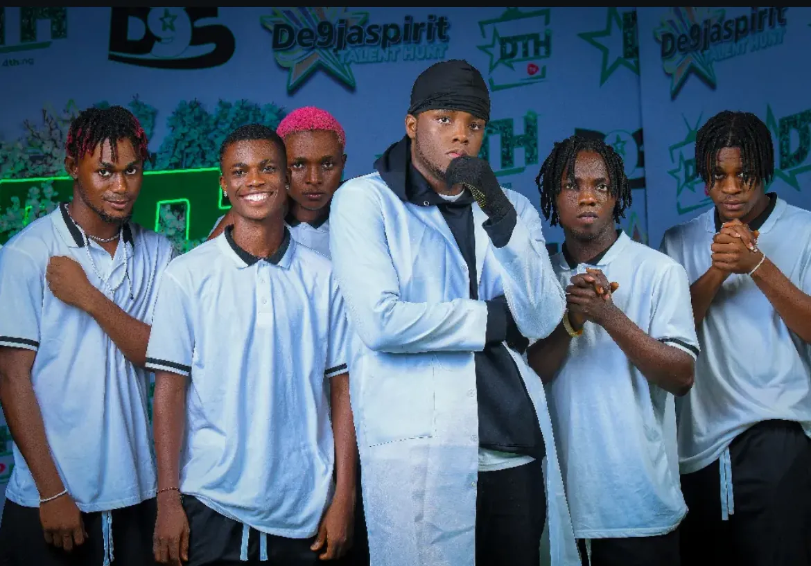 Brothers in Arm in white laboratory coats at De9jaSpirit Talent Hunt Season 2.