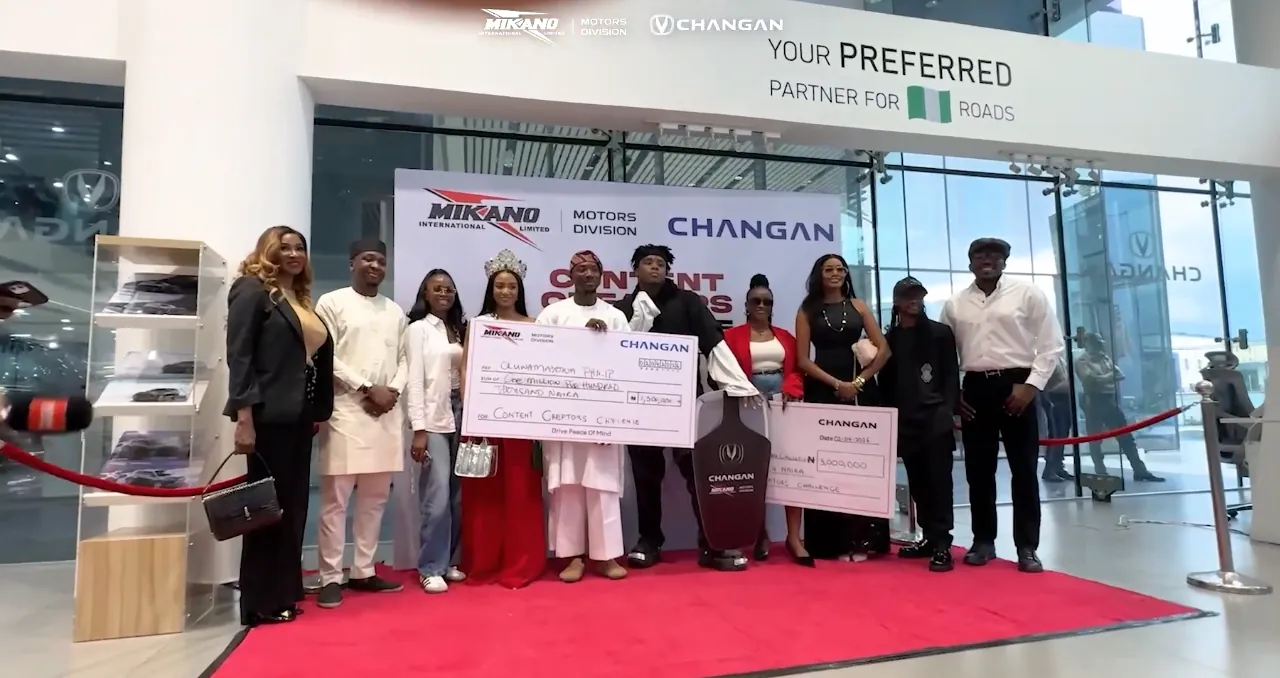 Official Mikano Changan Creators Challenge award presentation in Lagos, documented by attending media.