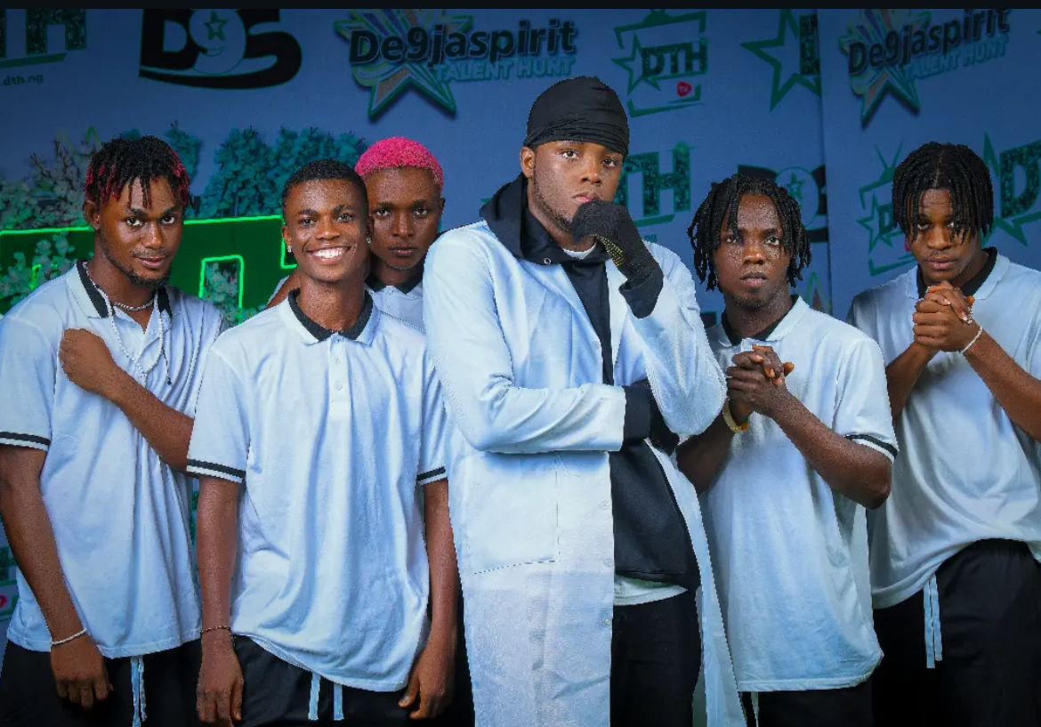 Brothers in Arm in white laboratory coats at De9jaSpirit Talent Hunt Season 2.